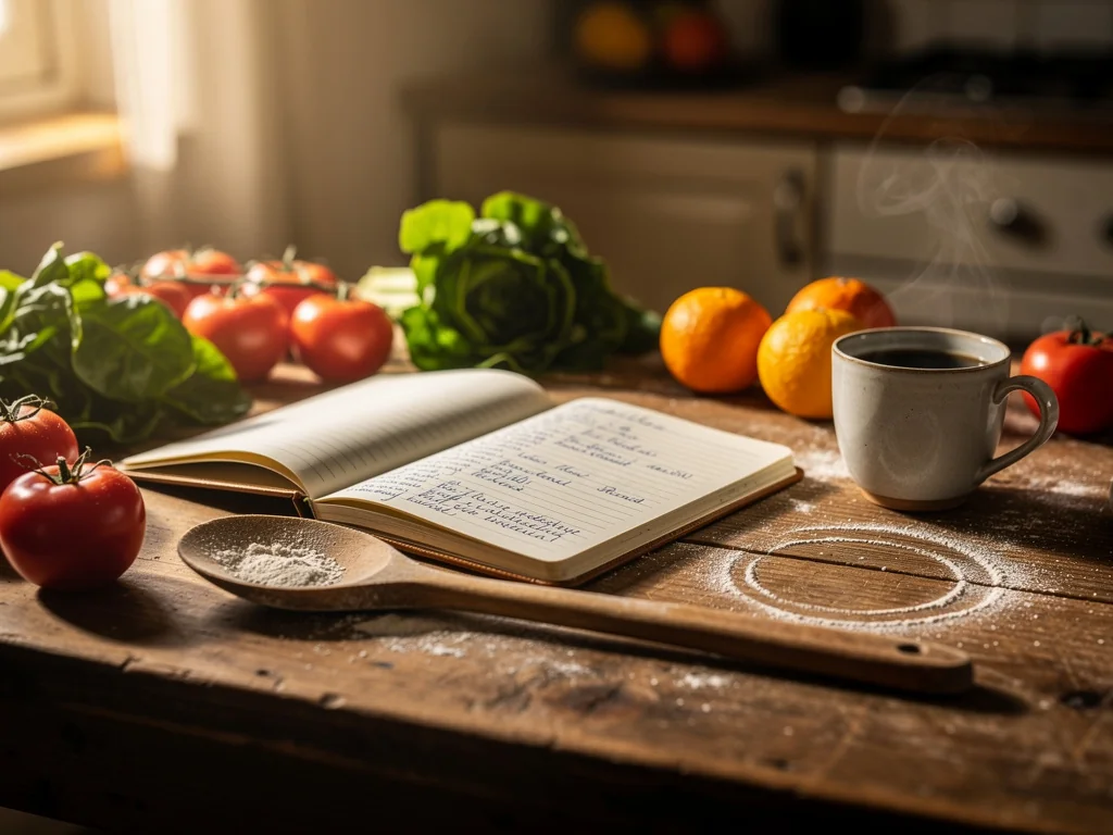 Atelier de cuisine, carnet de recettes et produits de saison
