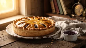 Tourtière aux pruneaux maison avec goût retrouvé de la recette traditionnelle de grand-mère