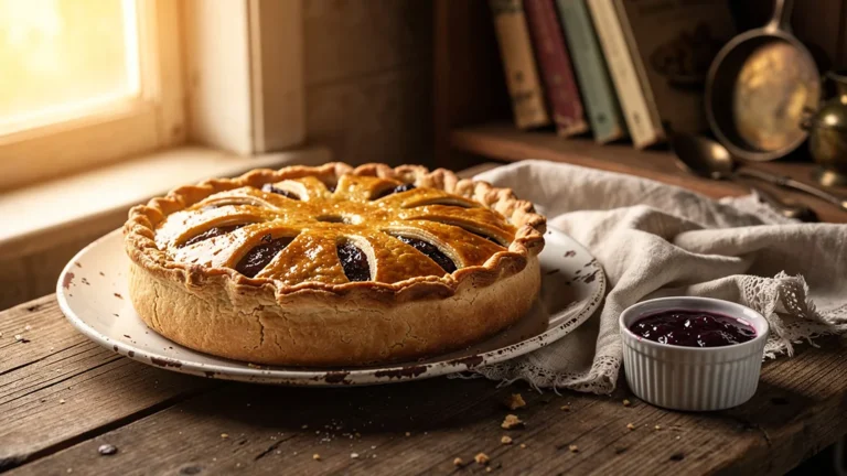 Tourtière aux pruneaux maison avec goût retrouvé de la recette traditionnelle de grand-mère